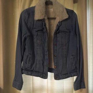 Thread and Supply faux fur jean jacket
